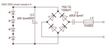 Bombilla LED con manos en 220v (diagrama, video, fotos)