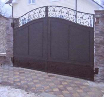 Puerta con puertas: una variedad de tipos con elementos de forja, ventajas y desventajas.