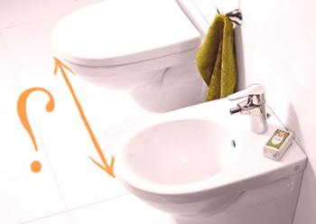 Razdalja med straniščem in bidejem za udobje uporabnika