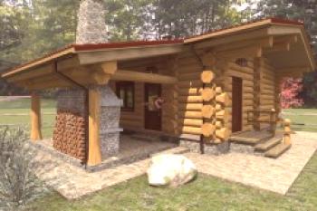 Proyectos de saunas con terraza y barbacoa (foto).